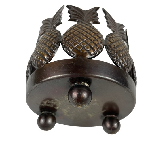 Metal Pineapple Candle Holder Tropical Fruit Beach Hawaii California Heavy Artsy - Picture 5 of 9